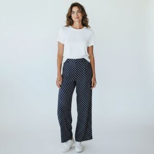 Feather Bone by Anthropologie Sz 2 Blue Solstice Print Wide Leg Pants Flowy